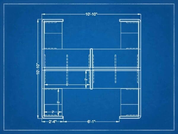 New 5x5 L Shape office cubicles for sale in Florida. 4 Person workstations delivered and installed by KUL office furniture Orlando FL