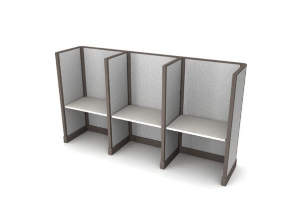 Buy 3 Man call center cubicles in 36w size set up as Straight call stations with fabric panels. Central Florida call center cubicles installations and deliveries available by KUL office furniture Orlando FL