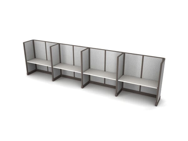 Buy 4 Man call center cubicles in 60w size set up as Straight call stations with fabric panels. Central Florida call center cubicles installations and deliveries available by KUL office furniture Orlando FL